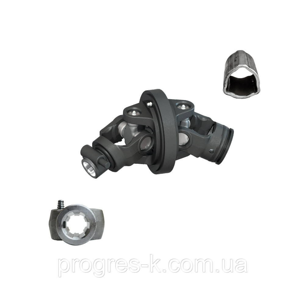 Ширококутний шарнір 6WAK.01 (Хрестовина Ø32х106/Ø36,03х89, труба трикутна Н=53,5мм, 6 шліців)