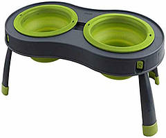 Містка подвійна на складній підставці для собак і котів Dexas Double Elevated Feed Feeder LARGE 600 мл - 21,6 х 41,3 х 3,8 см, Зелений
