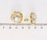 Сережки Xuping QQMM Позолота 14K пусети "Сердечки з перламутровими вставками", фото 3