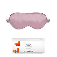 Набор для сна Love You (маска для сна + беруши + чехол) Тёмно розовый 100% шёлк (5026)
