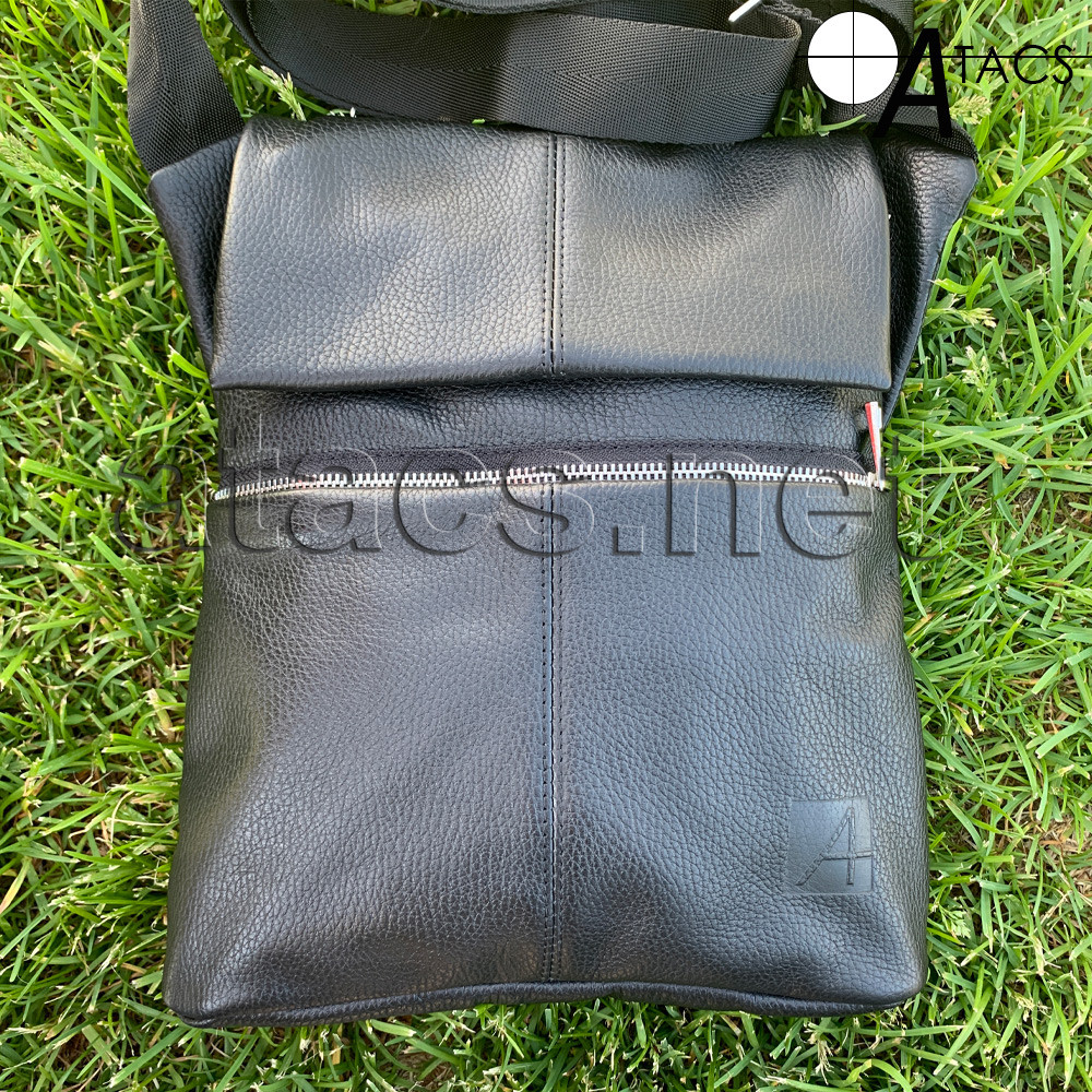 Сумка шкіряна плечова з кобурою A-line А40 Ver.3 срібло змійка