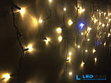Світлодіодна гірлянда вулична Бахрома Flash 3x0.6 м 100LED Каучук Теплий білий на чорному дроті, фото 7