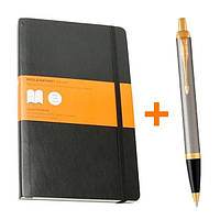 Комплект Шариковая ручка Parker IM 17 GT BP 22 232 + Блокнот Moleskine Classic средний черный QP616