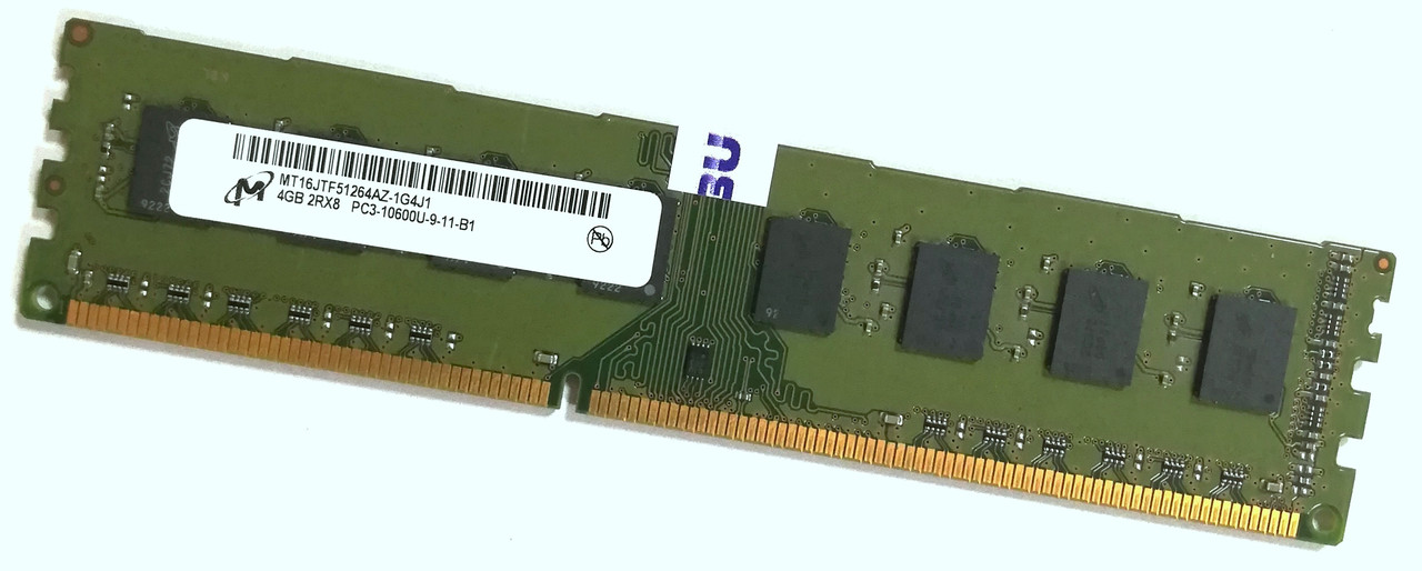 Оперативна пам'ять Micron DDR3 4Gb 1333MHz PC3 10600U 2Rx8 CL9 1.5 V (MT16JTF51264AZ-1G4J1) Б/У
