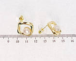 Сережки Xuping QQMM Позолота 14K пусети "Ромби з перлинами", фото 3
