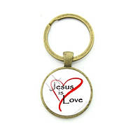 Брелок металлический для ключей "I love Jesus" круглый