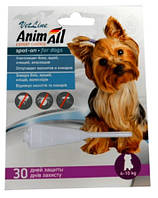 Краплі для собак 4-10 кг (від бліх, вошей, волосоїдів) AnimAll VetLine spot-on спот-он, 1 піпетка 2 мл