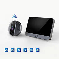 Відеовічко WiFi дверний з екраном 4.3" Xiaomi KR4W PIR детектор, підсвічування, запис відео APP TUYA + подарунок!