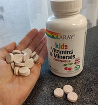 Вітаміни для дітей Solaray Kids Vitamins & Minerals 60 chewables black cherry, фото 5