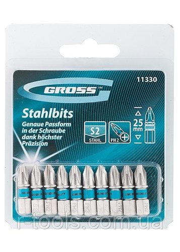 Біта PH2х25 сталь S2 GROSS 10шт 11330