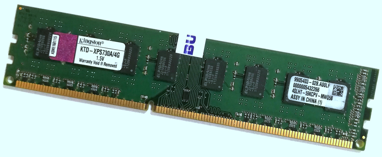 Оперативна пам'ять Kingston DDR3 4Gb 1066MHz PC3-8500U 2Rx8 CL7 1.5 V (KTD-XPS730A/4G) Б/В