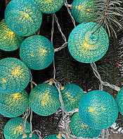 Гирлянда праздничные шарики на батарейках зеленого цвета