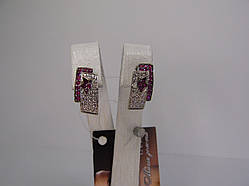 Золоті жіночі сережки з діамантами, вага 5,24 г Біле золото