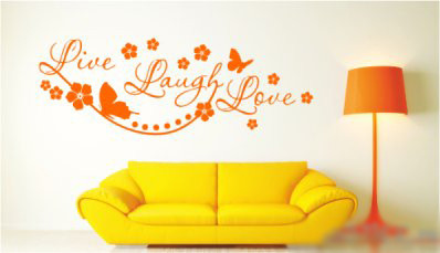 Вінілова інтер'єрна наклейка декор на стіну та шпалери «Live Laugh Love» з оракалу