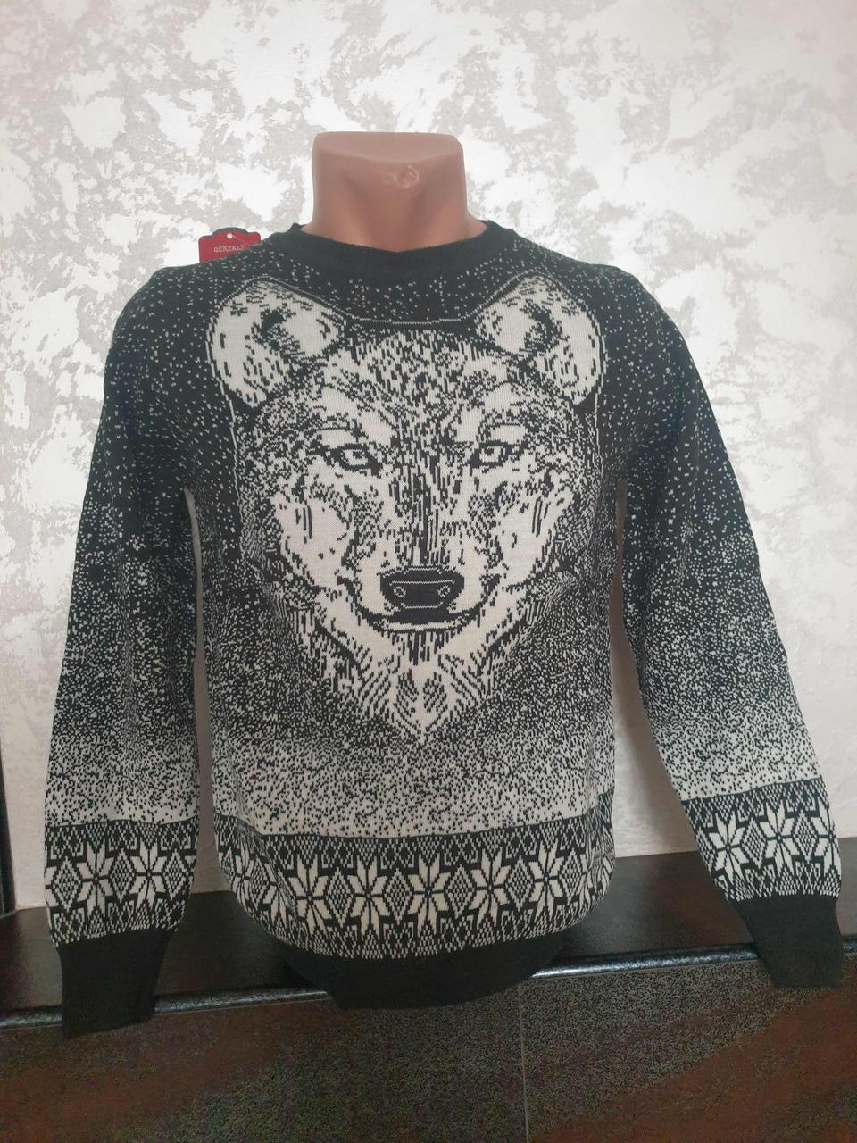 Молодіжний светр хакі з вовком розмір M,L,XL,XXL