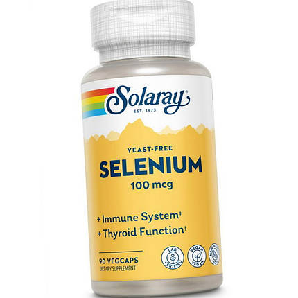 Селен Solaray Selenium 100 mcg yeast-free 90 veg caps, фото 4
