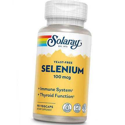 Селен Solaray Selenium 100 mcg yeast-free 90 veg caps, фото 3