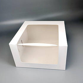 Коробка для міні-торта, 250*250*150 мм, з вікном, біла