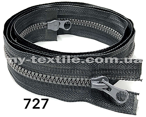 Блискавка тракторна 110 см Тип 5 <Косий зуб> два бігунки Графітовий