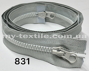 Блискавка тракторна 110 см Тип 5 <Косий зуб> два бігунка Блідо-сірий