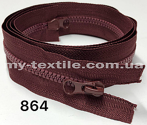 Блискавка тракторна 110 см Тип 5 <Косий зуб> два бігунка Бордовий