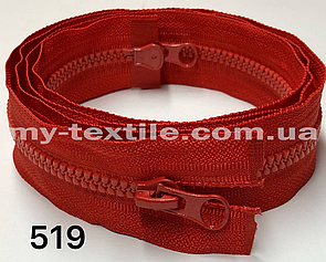 Блискавка тракторна 110 см Тип 5 <Косий зуб> два бігунки Червоний