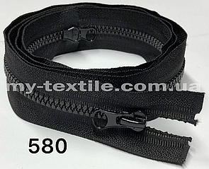 Блискавка тракторна 110 см Тип 5 <Косий зуб> два бігунки Чорний