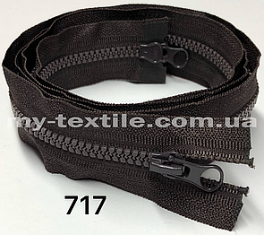 Блискавка тракторна 110 см Тип 5 <Косий зуб> два бігунки Темно-коричневий