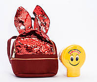 Подарочный набор. Рюкзак зайчик красный (шампунь + банная губка)