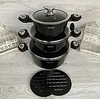 Набор казанов-кастрюль Edenber с мраморным покрытием EB-7423 6 предметов Набор кухонной посуды для индукции