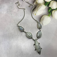 Лунный камень в серебре шикарное колье ожерелье с природным лунным камнем.