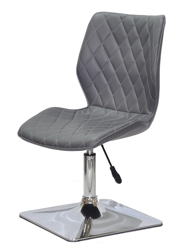 Стілець Toni 4CH-Base сірий 1001 шкірзам на хромованій квадратній опорі з регулюванням висоти сидіння, фото 1