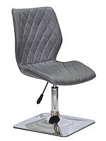 Стілець Toni 4CH-Base сірий 1001 шкірзам на хромованій квадратній опорі з регулюванням висоти сидіння, фото 2