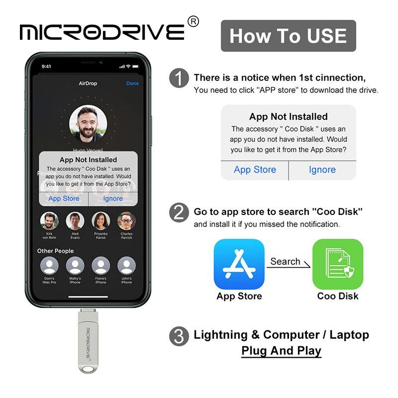 Флешка металлическая 2в1 32ГБ USB-Lightning для Apple iPhone, iPad, iPod, компьютера MICRODRIVE 32GB OTG - фото 6 - id-p1543527945