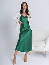 Шовкова сукня комбінація на бретелях, зелене. TM"Silk Kiss". Натуральний 100% шовк. Міді, трав'яний, фото 2