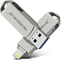 Флешка металлическая 2в1 16ГБ USB-Lightning для Apple iPhone, iPad, iPod, компьютера MICRODRIVE 16GB OTG