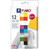 Fimo Soft Basic 12 шт.*25 г набір полімерної глини Фімо Софт Бейсік Основні базові кольори 8023 C12-1