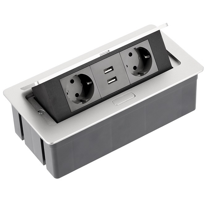 Подовжувач настільний вбудований SOFT 2x гніздо schuko 2USB GTV