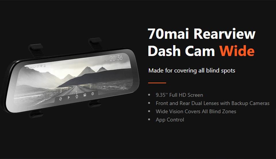 Зеркало с видеорегистратором 70mai Rearview Dash Cam Wide D07 Экран 10" + Камера заднего вида Midrive RC05 - фото 7 - id-p1555708981