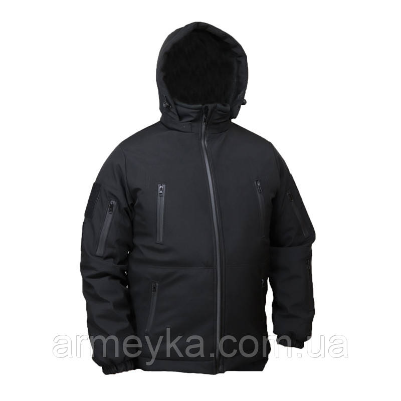 Куртка зимова, вітро/вологостійка softshell чорний софшел UA 48, 48