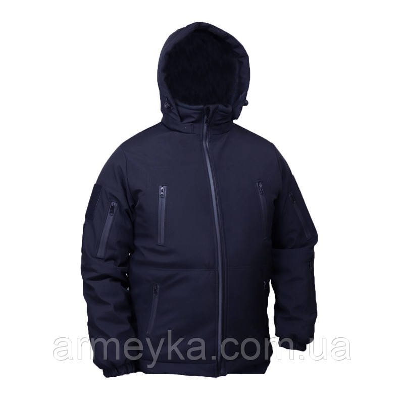 Куртка зимова, вітро/вологостійка softshell темно-синій софшел UA