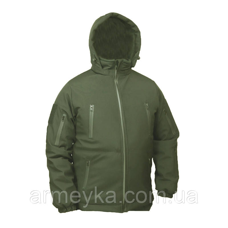 Куртка зимова, вітро/вологостійка softshell олива софшел UA
