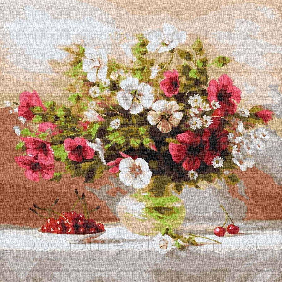 Акційна Малювання по номерам Ідейка Мальви і вишні (KHO2993) 40 х 40 см, фото 1