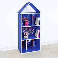 Домик стеллаж полка Детская деревянная для игрушек и книг H 2020-19-1 "Человек паук" синяя для мальчика**