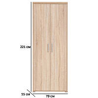 Шкаф распашной для одежды со штангой Гербор Офис Лайн SZF2D/79/220 цвета дуб сонома