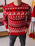 Зимовий новорічний вовняний светр із оленями теплий, фото 4