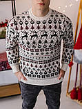 Зимовий новорічний вовняний светр із оленями теплий, фото 6