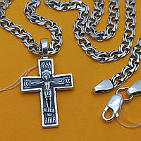 Серебряный крестик с цепочкой Серебро 925 пробы цепь и крест
