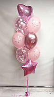 Набор шаров с гелием №26 "Розовые кошки" Шары на День рождения девочки