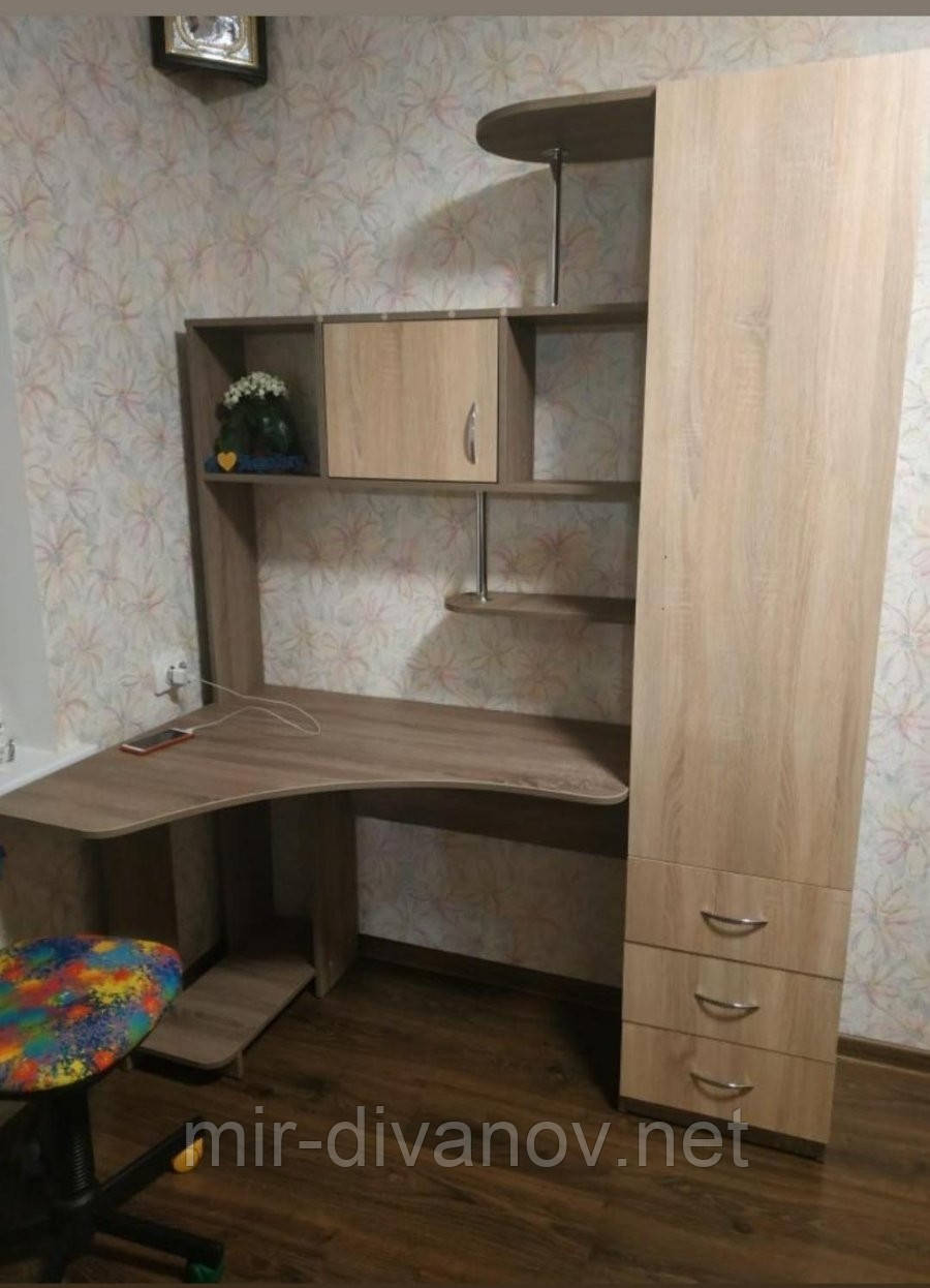Стіл комп'ютерний кутовий Оскар 4Д Трюфель +Дуб Сонома